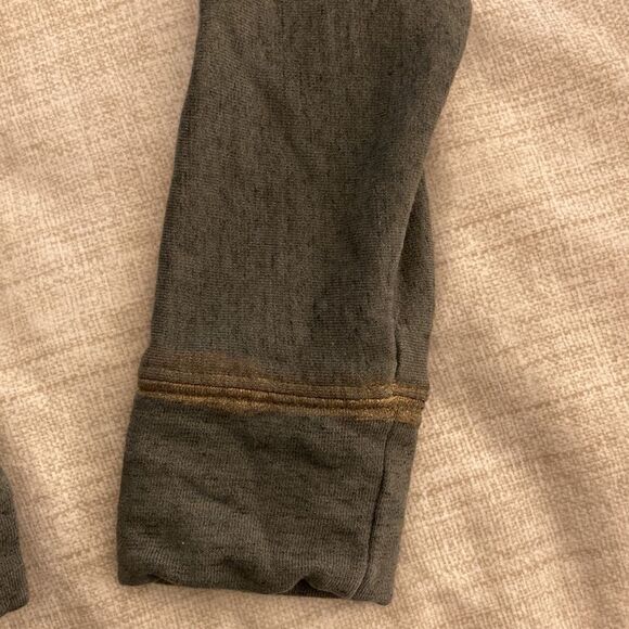 Zadig & Voltaire Army Green Distressed Logo Sweatshirt With Gold Painted Trim. - Picture 3 of 10